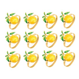 Hopbucan 12 Pieces Lemon Napkin Rings Summer Napkin Holders Tropical Fruit Napkin Buckle Decor for Summer Birthday Wedding