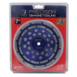 DiamaPro Systems DT-CW-7-2ROW-T Threaded 7 Inch Double Row Diamond Abrasive Concrete Grinding Cup Wheel Tool for Drains, Preparation, Coating Removal