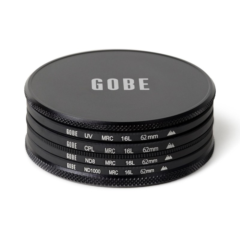 Gobe 62mm UV, Circular Polarizing (CPL), ND8, ND1000 Lens Filter