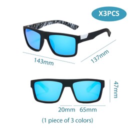 BIFHIG Pack of 3 Sunglasses, Retro Sunglasses, Cycling Glasses, Sun Protection Blades, Outdoor, Bicycle Accessories