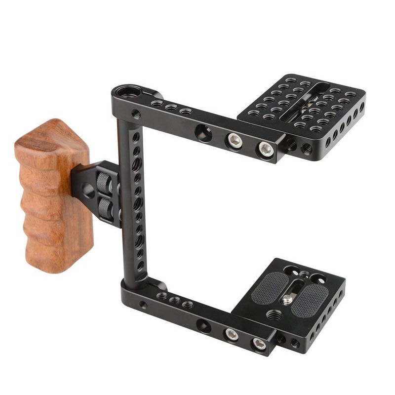camvate DSLR Camera Cage Aluminum Alloy Wood Handle with Grip