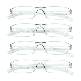 4 pairs Reading Glasses, Blue Light Blocking Glasses, Computer Reading Glasses for Women and Men, Fashion Square Eyewear Frame (Clear,+4.50 Magnification)