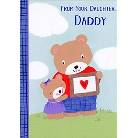 Designer Greetings Girl Bear Hugging Daddy Bear Juvenile Daddy Birthday Card from Daughter