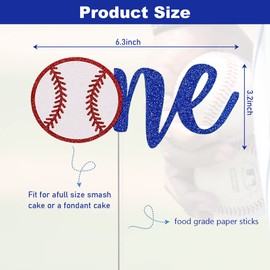 Decoración para tartas de béisbol, purpurina, decoración para tartas de primer cumpleaños, temática deportiva, decoración para tartas de primer cumpleaños, temática de béisbol, suministros de decoración para fiestas de cumpleaños para niños