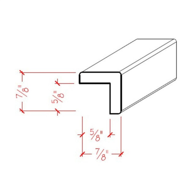 EWCG11 Corner Guard Molding 7/8" x 7/8" Trim. Unfinished, Red