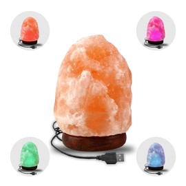 Himalayan Salt Lamp with 4 Color Changing LED and USB Cable, 6 Inch (5 Pounds), Natural Salt Lamp for Home and Office.
