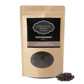Sonnengold Black Pepper, Premium Quality, Double Sieved & Cleaned, Freshly Sun-Dried from Ecuador, Natural & Pure, 500 g