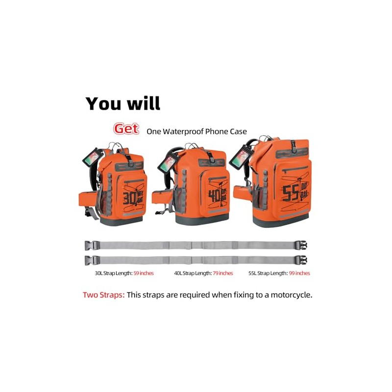 MORXPLOR Bolsa Seca Impermeable, Mochila Seca Enrollable de 5L/10L/20L/30L/40L/55L con
