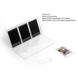 Small Polaroids Picture Frame for Photos, 3 Inch Transparent 3 Grid Table Digital Photo Frame, Desktop Mini Photo Album for Home Desktop Office, Vertical Picture Frame for