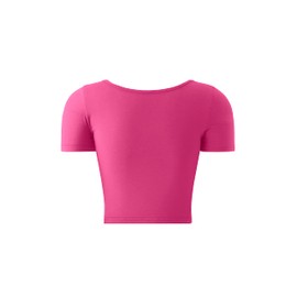 Women's Workout Tops Short Sleeve Yoga Shirts Athletic Running Gym Clothes Cute Crop Tops for Teen Girls (Hot Pink, X-Small)