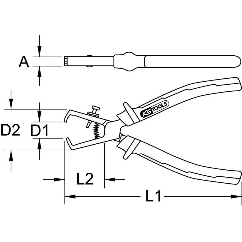 KS Tools 115.1014 ERGOTORQUE wire stripper, 180mm