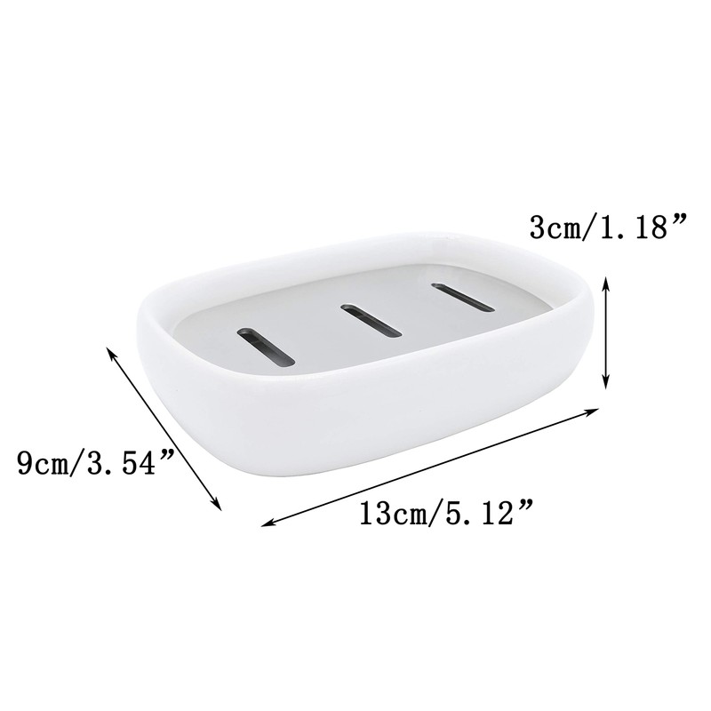 Lofekea Ceramic Soap Dish, Stainless Steel Soap Holder for Bathroom