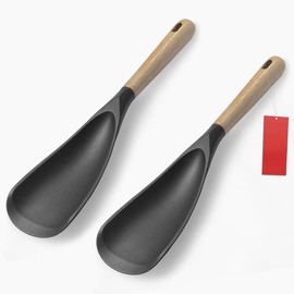 Cooking Spoon for Nonstick Cookingwares, Silicone Spoon Spoon for Mixing, Scoop, and Scrape, (Black-2 pack, 11.4'') - Color: 11.4'' Black 1-Pack