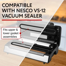 IMPRESA 4-Pack Foam Vacuum Sealer Gaskets - Compatible with Nesco VS-12-13-5/8 x 1/4 x 3/8 in Black Silicone - Upper & Lower Replacement Gaskets & Vacuum Seal Gasket Set - Extend Food Freshness