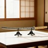 Elifinds Sword Stand with Blade Slot Wood Samurai Katana Holder