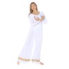 Danzcue - Pantalón Palazzo para mujer, blanco-dorado, 2X-3X