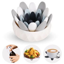 4 Pack Silicone Trivet Mat with Storage Bowl, Succulent Shape Pot Holders for Hot Pots and Pans, Multi-Use Trivets Non Slip Coasters for Hot Dishes and Countertop(Dark)