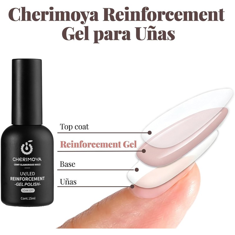 CHERIMOYA Gel UV LED Refuerzo Rosa Nude Claro 15ml Uñas