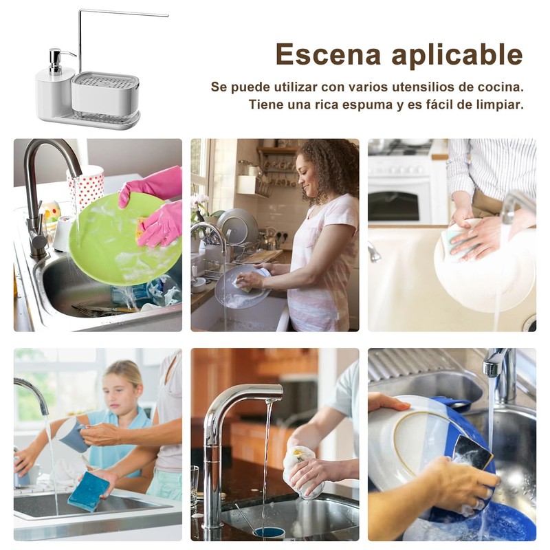 AMZYYDS jaboneras para cocina 4 en 1,Dispensador de Jabon Cocina,Dispensador