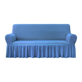 NICEEC Sofa Slipcover Blue Sofa Cover 1 Piece Easy Fitted Sofa Couch Covers Universal High Stretch Durable Furniture Protector with Skirt Country Style (3 Seater Classic Blue)