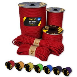 EdcX Paracord 4mm, 35+ Solid Colors (10m, 15m, 30m, 50m, 100m, 300m) | Ideal for Crafting, DIY, Camping, Survival, Outdoor | 100% Nylon Rope 4mm | Tactical Cord 550 Type III (Red, 15 m)