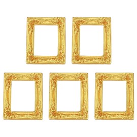 sourcing map 5pcs Vintage Resin Picture Frames, Mini Tiny Photo Frame Rectangle Jewelry Display Prop for DIY Table Top Photography Wedding Decor, Gold, 1.5 x 1.2