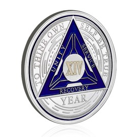 CHURYUML 14 Year Sobriety Coin| Triplate Sobriety Chip| AA Chips Sobriety Gifts for Men Women Alcoholics Anonymous Gifts Addiction Recovery Gift Affirmation Token