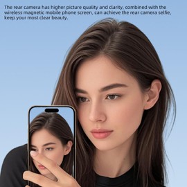 Phone Vlog Selfie Monitor Screen,4K Magnetic Back Camera Selfie Monitor,Using Phone Rear Camera for Selfie Vlog, Live Stream