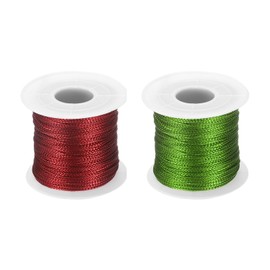 HARFINGTON Metallic Cord Set 1mm 109 Yards Metallic Ornament String Durable Tinsel Rope Threads for Crafts Gift Wrapping Christmas Decoration Hanging Tags Sewing Gift Decoration, Red Green