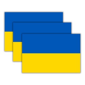Ukraine Flag Vinyl Flag Stickers, Car Decals, Waterproof Indoor Outdoor, Laptop Stickers, Car Bumper, Ukrainian Flag, 5 x 3 Inches, Set of 3
