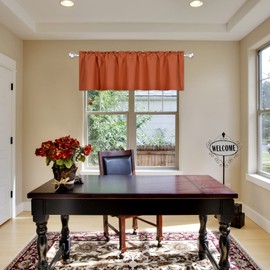 DECOVSUN Burnt Orange Valance - Rust Valance for Windows 72x18 Inch Solid Blackout Rod Pocket Kitchen Short Curtain Toppers Valance for Bathroom Living Room, Terracotta