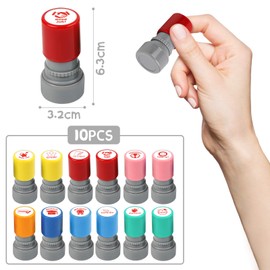 VGOODALL, 12Pcs Colorful Self Inking Teacher Stamps, Rubber Stamp Set for School, Reward Stamp for Kids Education, Pre Ink Stamp for Review, Prizes, Birthday Party