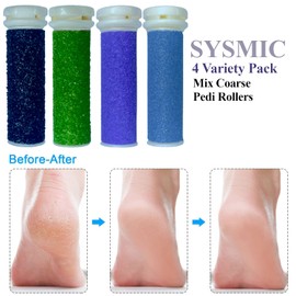 4 Variety Pack Pedi Refill Micro Mineral Rollers for Feet Callus Mix Coarse Remover Regular Extra Extreme High Compatible with emjoi Pedi Roller