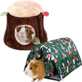 Abbylike 2 Pack Guinea Pig Hideout Washable Guinea Pig Tunnel and Soft Rabbit Bed Small Animals Cage Accessories for Hamster Chinchilla Ferret Bunny