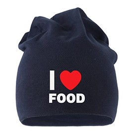 MoonWorks Jersey Beanie Unicorn Anchor Hipster Kackheaufen Läuft Meow Hat Star Men Women, I love food navy