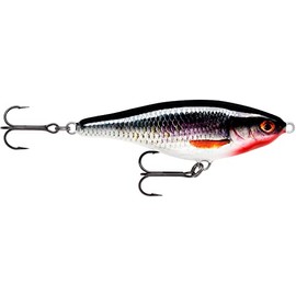 Rapala - Twitchin' Rap Fishing Lure - Abachi construction - Slow sinking freshwater fishing lure - Swimming depth 0.6-1.5m - Size 12cm / 53g - Made in Estonia - Heavy Metal Roach