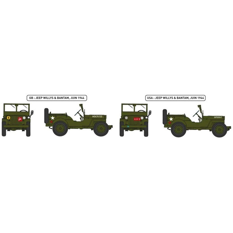 Heller 81105 Modellbausatz Jeep Willis & Trailer