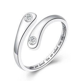 Fookduoduo 925-sterling-silver Cubic Zirconia Rings For Women-adjustable Rings Jewelry Band Inspirational Rings For Daughter(Circle CZ)