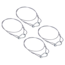 PATIKIL Stainless Steel Safety Cable 31.5"/80cm, 4Pack 3.3mm Flexible Security Wire Rope Lock Double Loops with Hook for Stage Lighting Luggage, Silver