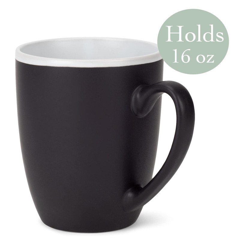 Elanze Designs Solid Color Black White Interior 16 ounce Matte