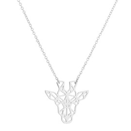 Chandler Stainless Steel Silver Geometric Hollow Giraffe Pendant Necklace for Women Girls Minimalist Elegant Charm Choker Birthday Gift Dainty Jewelry