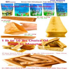 Snow Hill Yak Milk Himalayan Gold Churpi Finger Size Small Nuggets Dog Chews 14 - 16 Pcs Best For Senior & Small Pups - Yaky Organic Long Lasting Cheese Treats of Himalayas, Nepal