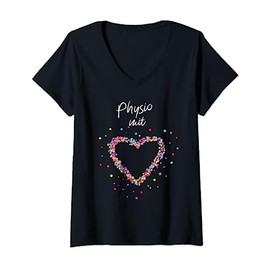 Womens Physio Therapy with Heart Physiotherapist Care Gift V-Neck T-Shirt