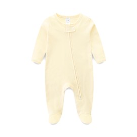 Baby Footie Double Zipper Infant Cotton Clothes Baby Romper Spring Fall Long Sleeve Outfits for 0-3 Months