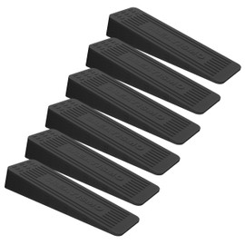 Pack of 6 Black Rubber Door Stoppers for Floor, Durable, Anti-Skid, Heavy-Duty Rubber Door Wedges Indoors, for All Floor Types & Doorstops Wedge Preventing Accidents