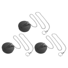uxcell 3Pcs 1.57" Bathtub Drain Stopper, Universal Rubber Sink Cover Plug with 15" Chain, Drain Cover Strainer Blocker for Home Bathroom Tub and Kitchen Sink, Black