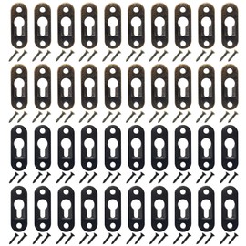 40 PCS Keyhole Hangers Single Picture Hanging Hardware Metal Wall Plate Hangers with 80 PCS Screws for Mirror Frame Shelf Hangers Brackets (Black and Copper)