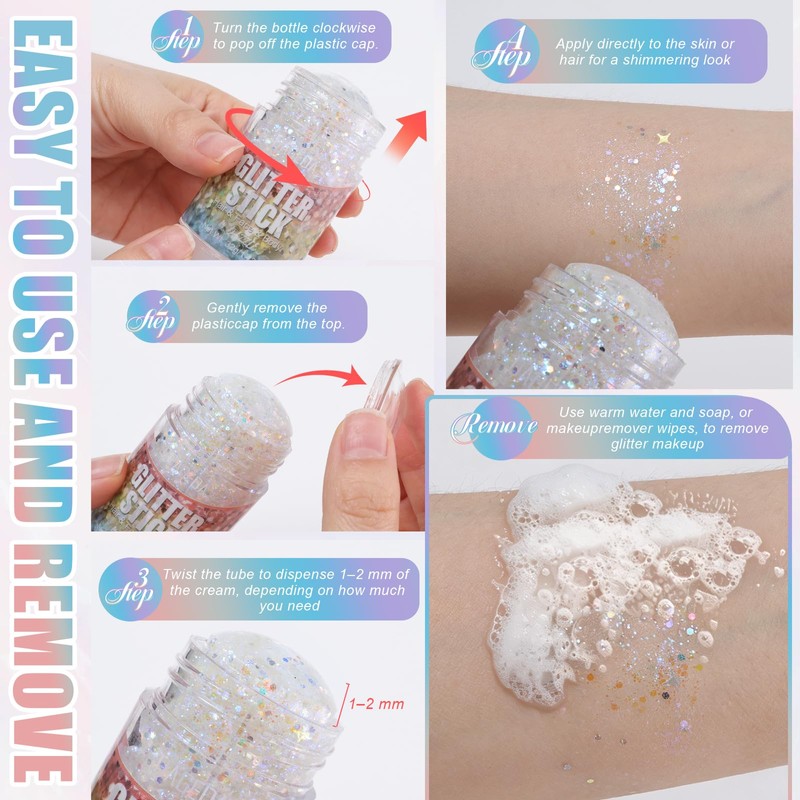 Halloween Face Body Glitter Stick,Sparkling Hair Glitter Makeup 32G