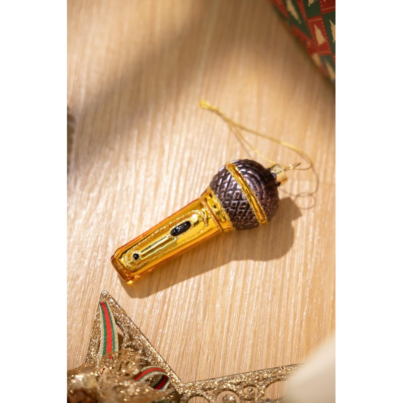 2 Count Hand Blown Glass Microphone Christmas Ornaments for Christmas