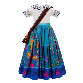 Lito Angels Encanto Mirabel Dress Costume Fancy Dress with Bag and Glasses Green for Children Girls Size 3-4 Years 104 (Tag Number 110)